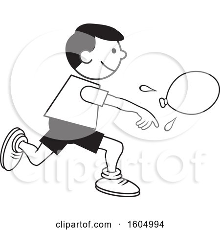 Clipart of a Boy Throwing a Water Balloon on Field Day - Royalty Free Vector Illustration by Johnny Sajem