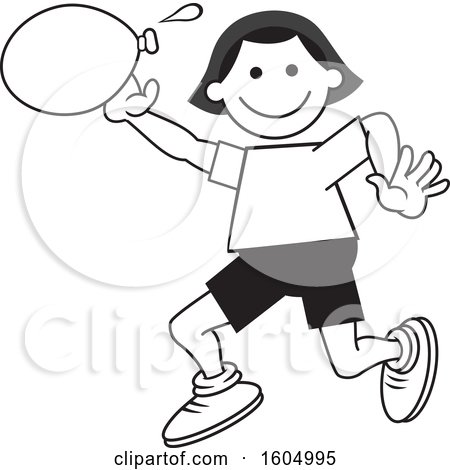 Clipart of a Girl Throwing a Water Balloon on Field Day - Royalty Free Vector Illustration by Johnny Sajem