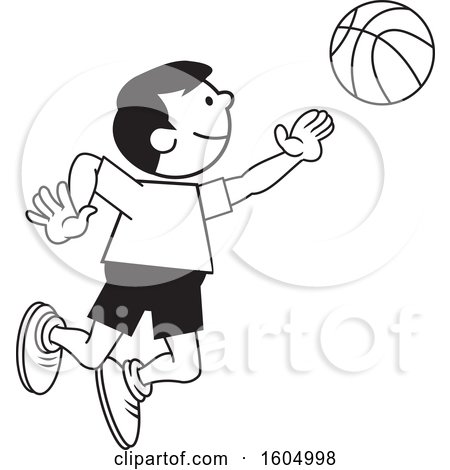 Clipart of a Boy Playing Basketball - Royalty Free Vector Illustration by Johnny Sajem