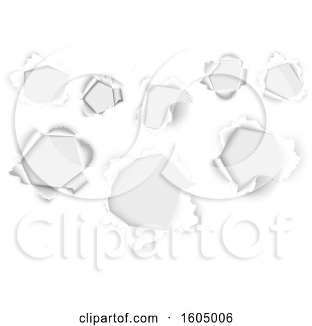 Clipart of a 3d Piece of Paper with Holes - Royalty Free Vector Illustration by dero