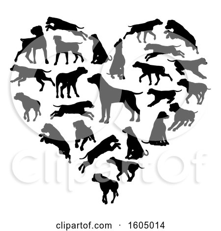 Clipart of a Heart Made of Silhouetted Dogs - Royalty Free Vector Illustration by AtStockIllustration
