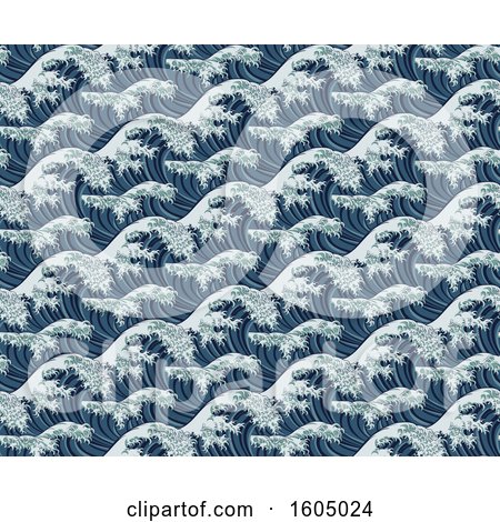 Clipart of a Seamless Pattern of Japanese Great Waves - Royalty Free Vector Illustration by AtStockIllustration