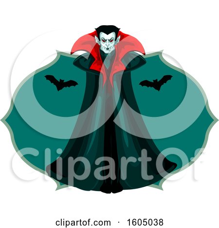 Clipart of a Vampire with Bats - Royalty Free Vector Illustration by Vector Tradition SM
