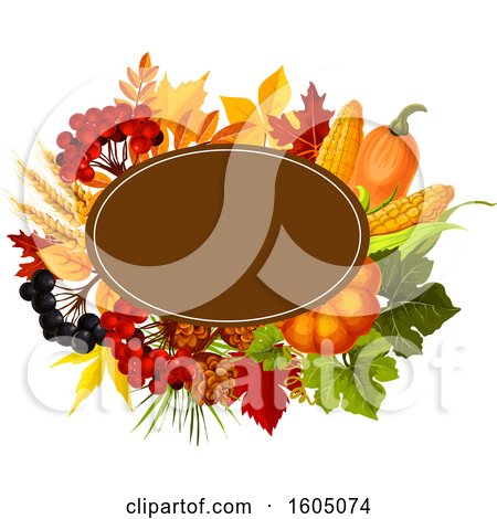 Clipart of a Fall Frame with Autumn Foliage and Plants - Royalty Free Vector Illustration by Vector Tradition SM