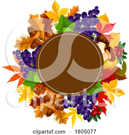 Clipart of a Fall Frame with Autumn Foliage and Plants - Royalty Free Vector Illustration by Vector Tradition SM