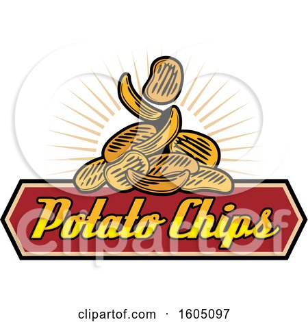 Clipart of Falling Potato Chips over Text - Royalty Free Vector Illustration by Vector Tradition SM
