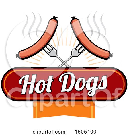 Clipart of Hot Dogs on Crossed Forks - Royalty Free Vector Illustration by Vector Tradition SM