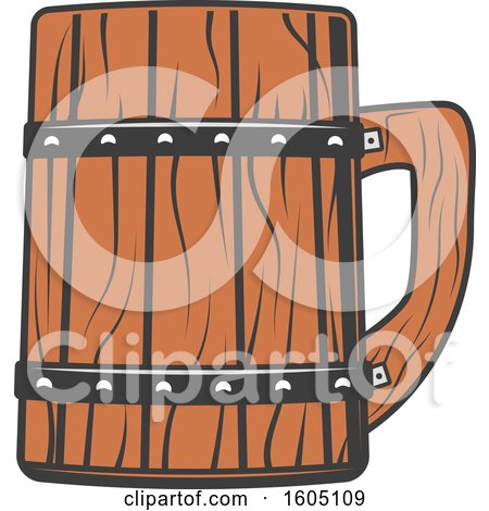 Clipart of a Wooden Beer Mug - Royalty Free Vector Illustration by Vector Tradition SM