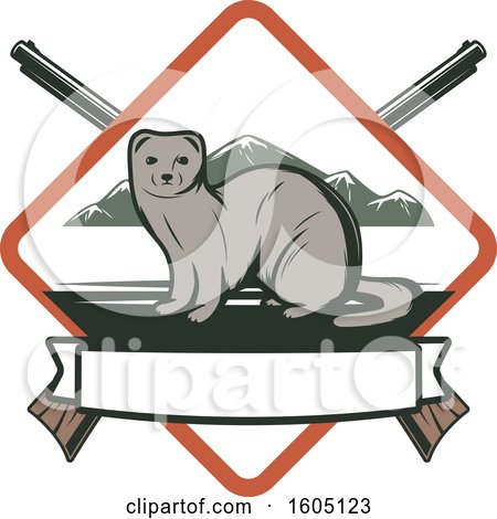 Clipart of a Weasel Hunting Design with Rifles in a Diamond - Royalty Free Vector Illustration by Vector Tradition SM