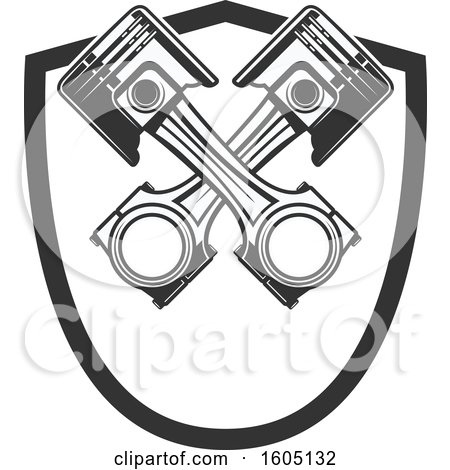 Clipart of a Crossed Piston Shield Design - Royalty Free Vector Illustration by Vector Tradition SM