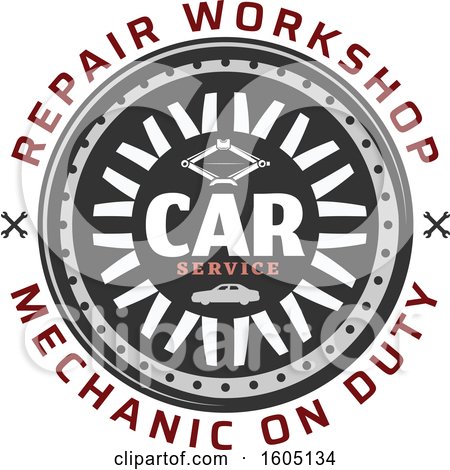 Clipart of a Car Service Repair Workshop Design - Royalty Free Vector Illustration by Vector Tradition SM