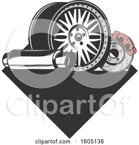 Clipart of a Car Parts Design with Text Space - Royalty Free Vector Illustration by Vector Tradition SM