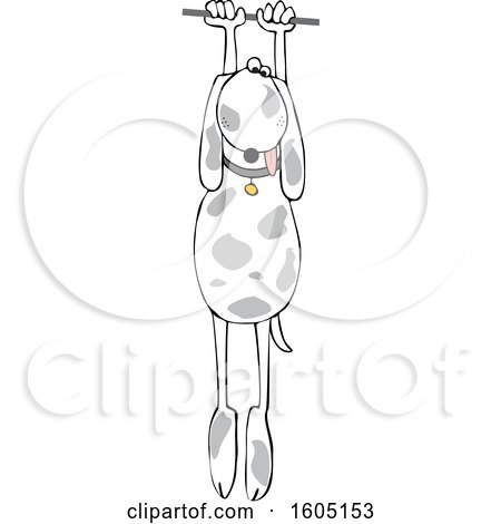 Clipart of a Cartoon Dog Hanging on - Royalty Free Vector Illustration by djart