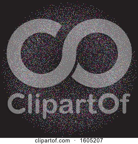 Clipart of a Circle of Colorful Dots on Black - Royalty Free Vector Illustration by KJ Pargeter