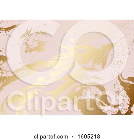 Clipart of a Metallic Pink and Gold Background - Royalty Free Vector Illustration by KJ Pargeter