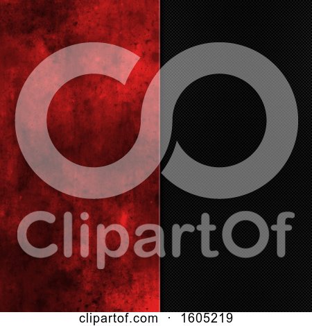 Clipart of a Red Grunge and Carbon Fiber Background - Royalty Free Illustration by KJ Pargeter