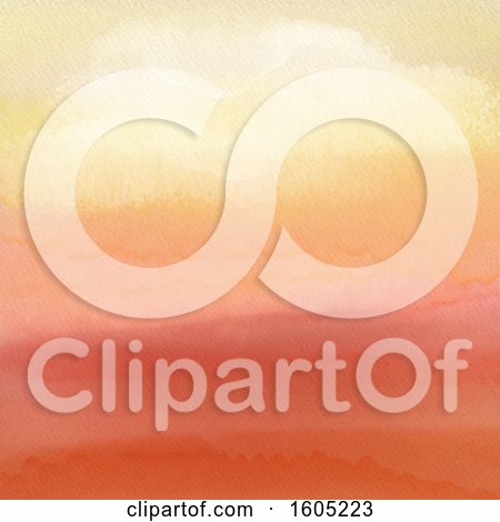 Clipart of a Gradient Orange Sunset Watercolor Background - Royalty Free Vector Illustration by KJ Pargeter