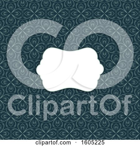 Clipart of a Blank Frame over a Vintage Pattern Wallpaper Background - Royalty Free Vector Illustration by KJ Pargeter