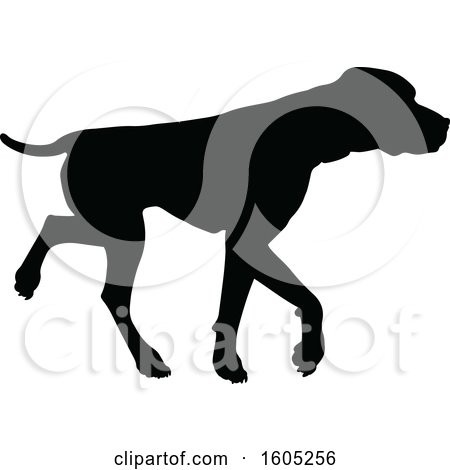 Clipart of a Black Silhouetted Labrador Dog - Royalty Free Vector Illustration by AtStockIllustration