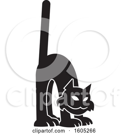 Clipart of a Black and White Scaredy Cat - Royalty Free Vector Illustration by Johnny Sajem