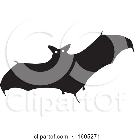 Clipart of a Flying Halloween Vampire Bat - Royalty Free Vector Illustration by Johnny Sajem