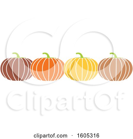 Clipart of a Row of Halloween or Thanksgiving Pumpkins - Royalty Free Vector Illustration by Johnny Sajem
