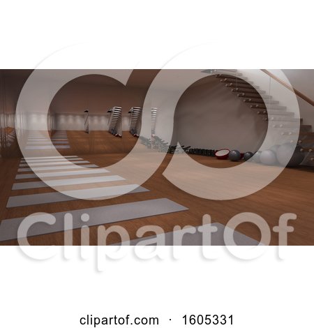 Clipart of a 3d Gym Room Interior - Royalty Free Illustration by KJ Pargeter