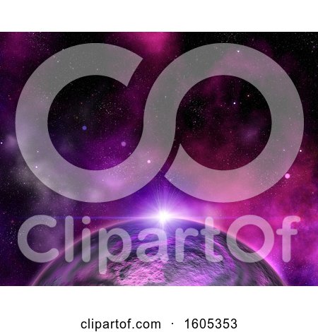 Clipart of a 3d Alien Planet and Nebula - Royalty Free Illustration by KJ Pargeter
