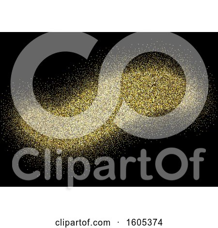 Clipart of a Background of Gold Confetti on Black - Royalty Free Vector Illustration by KJ Pargeter