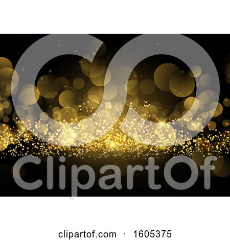 Clipart of a Gold Glitter and Flare Background - Royalty Free Vector Illustration by KJ Pargeter