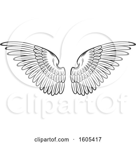 Clipart of a Grayscale Pair of Wings - Royalty Free Vector Illustration by Vector Tradition SM