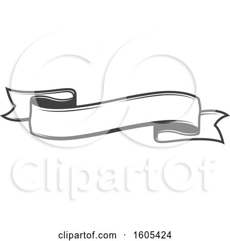 Clipart of a Grayscale Ribbon Banner - Royalty Free Vector Illustration by Vector Tradition SM