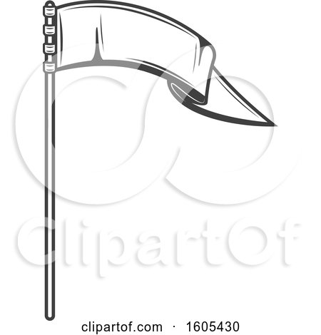 Clipart of a Grayscale Pennant Flag - Royalty Free Vector Illustration by Vector Tradition SM