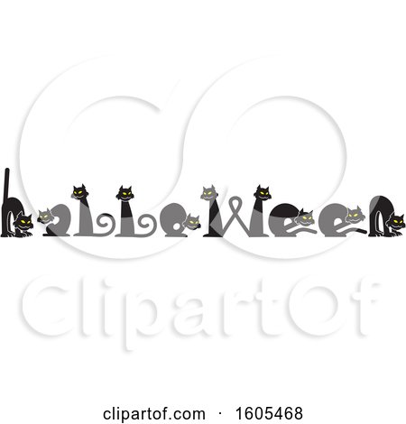 Clipart of Black Cats Forming Letters in the Word Halloween - Royalty Free Vector Illustration by Johnny Sajem