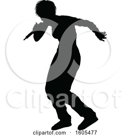 Clipart of a Silhouetted Female Singer - Royalty Free Vector Illustration by AtStockIllustration