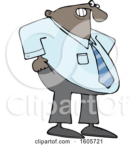 Clipart of a Cartoon Chubby Black Business Man Pulling up His Pants - Royalty Free Vector Illustration by djart