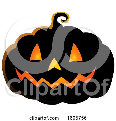 Clipart of a Carved Illuminated Halloween Jackolantern Pumpkin - Royalty Free Vector Illustration by visekart