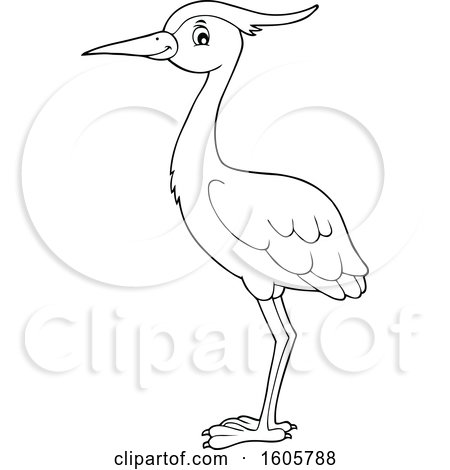 Clipart of a Black and White Heron Bird - Royalty Free Vector Illustration by visekart