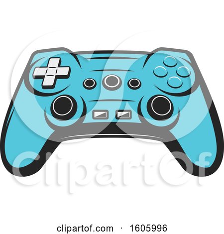 Clipart of a Blue Video Game Controller - Royalty Free Vector Illustration by Vector Tradition SM