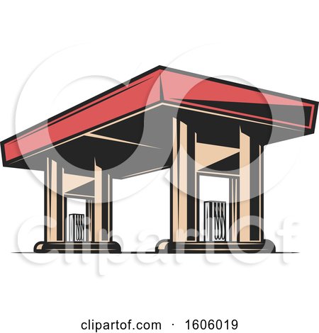 Clipart of a Gas Station - Royalty Free Vector Illustration by Vector Tradition SM