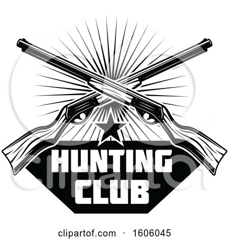Clipart of a Black and White Hunting Club Rifle Design - Royalty Free Vector Illustration by Vector Tradition SM