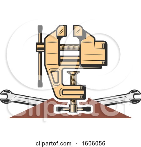 Clipart of a Vise and Wrenches - Royalty Free Vector Illustration by Vector Tradition SM
