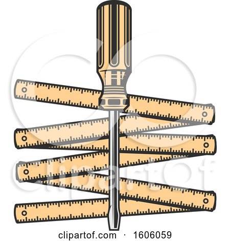 Clipart of a Screwdriver and Folding Ruler - Royalty Free Vector Illustration by Vector Tradition SM