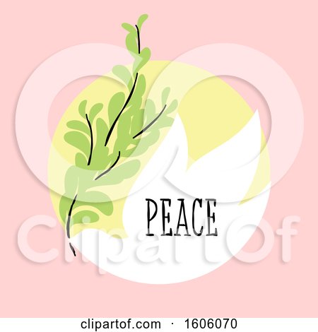 Clipart of a Dove with Peace Text over Pink - Royalty Free Vector Illustration by elena