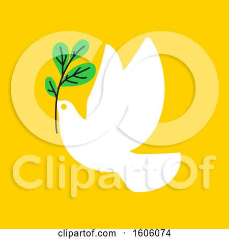 Clipart of a Peace Dove on Yellow - Royalty Free Vector Illustration by elena