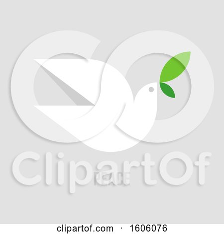 Clipart of a Dove with Peace Text over Gray - Royalty Free Vector Illustration by elena