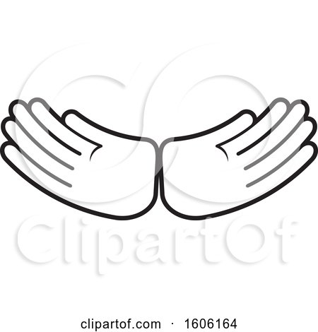 Clipart of a Black and White Pair of Hands - Royalty Free Vector Illustration by Lal Perera