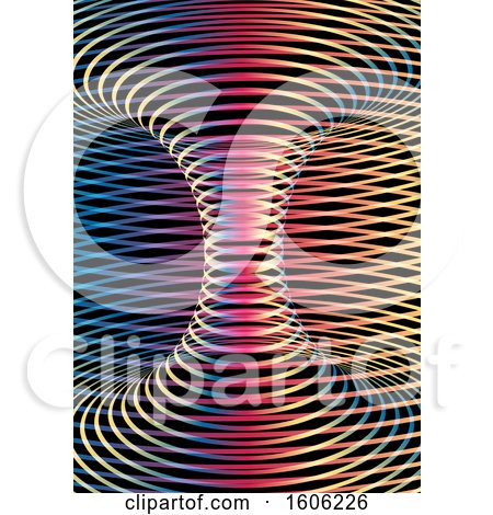 Clipart of a Background of Colorful Lines Forming a Tunnel on Black - Royalty Free Vector Illustration by KJ Pargeter