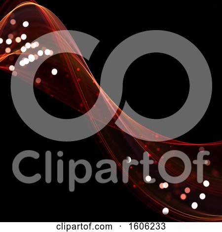 Clipart of a Flowing Red Wave with Bokeh Flares - Royalty Free Illustration by KJ Pargeter