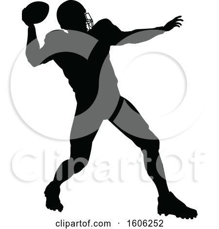 Clipart of a Silhouetted Football Player Throwing - Royalty Free Vector Illustration by AtStockIllustration